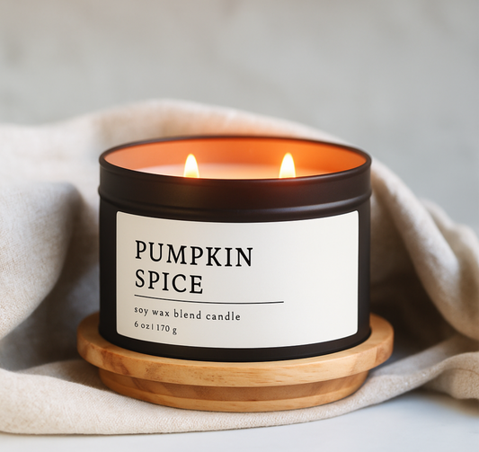 Pumpkin Spice Soy Wax Blend Candle, 6 oz, 2 Wick Tin
