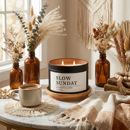 Slow Sunday, Orange & Rose Candle, Soft Citrus Boho Scent