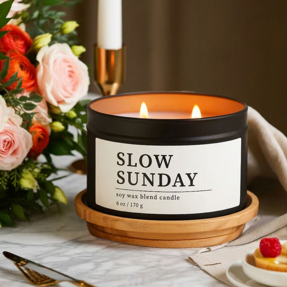 Slow Sunday, Orange & Rose Candle, Soft Citrus Boho Scent