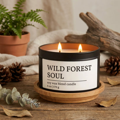 Wild Forest Soul Pine & Apple Candle, Fresh Woodsy Boho Scent