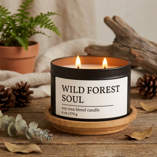 Wild Forest Soul Pine & Apple Candle, Fresh Woodsy Boho Scent