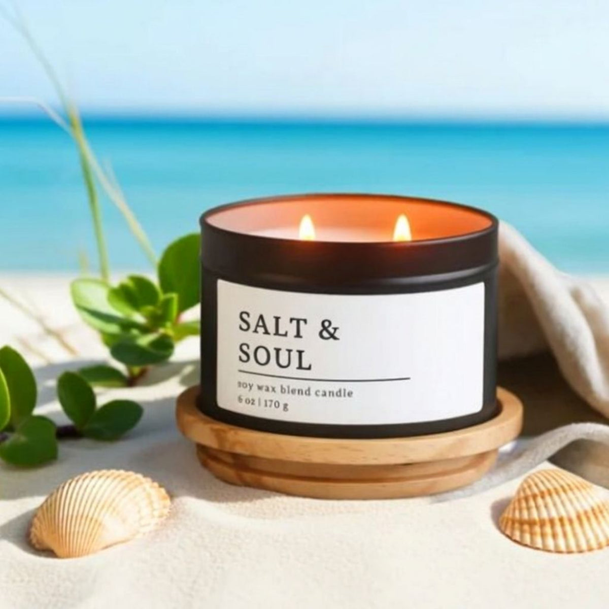 Salt & Soul, Sea Salt + Orchid Candle, Coastal Boho Scent