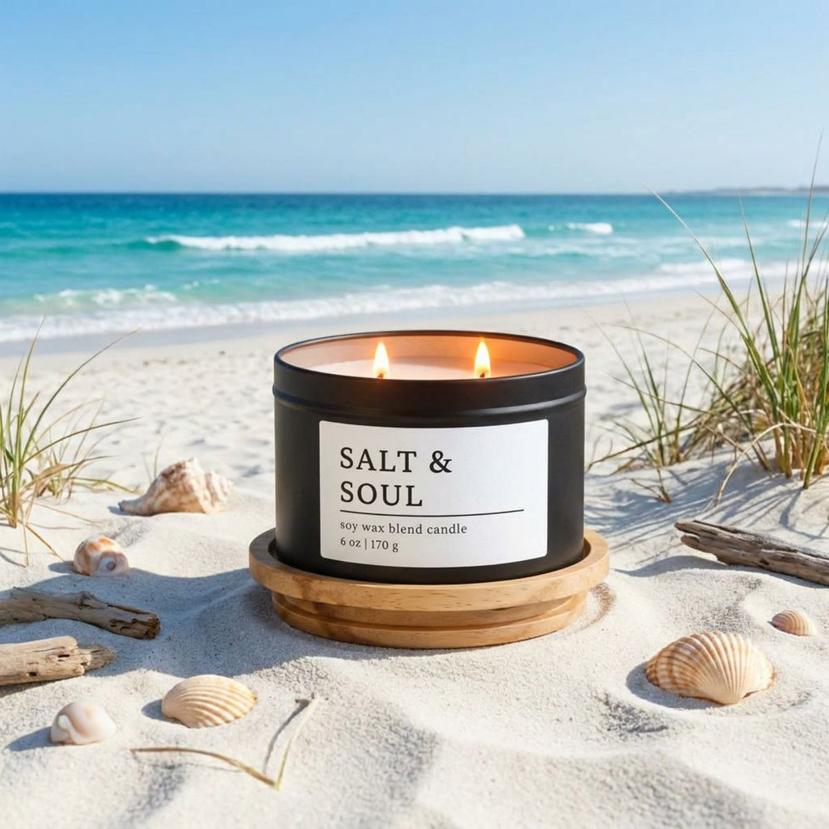 Salt & Soul, Sea Salt + Orchid Candle, Coastal Boho Scent