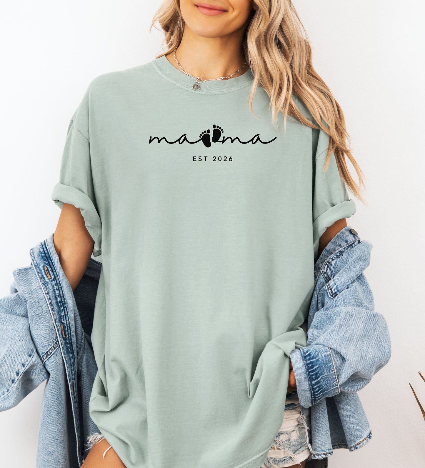 Mama Footprints Est. 2026 T-Shirt, New Mom Tee, Baby Announcement Shirt