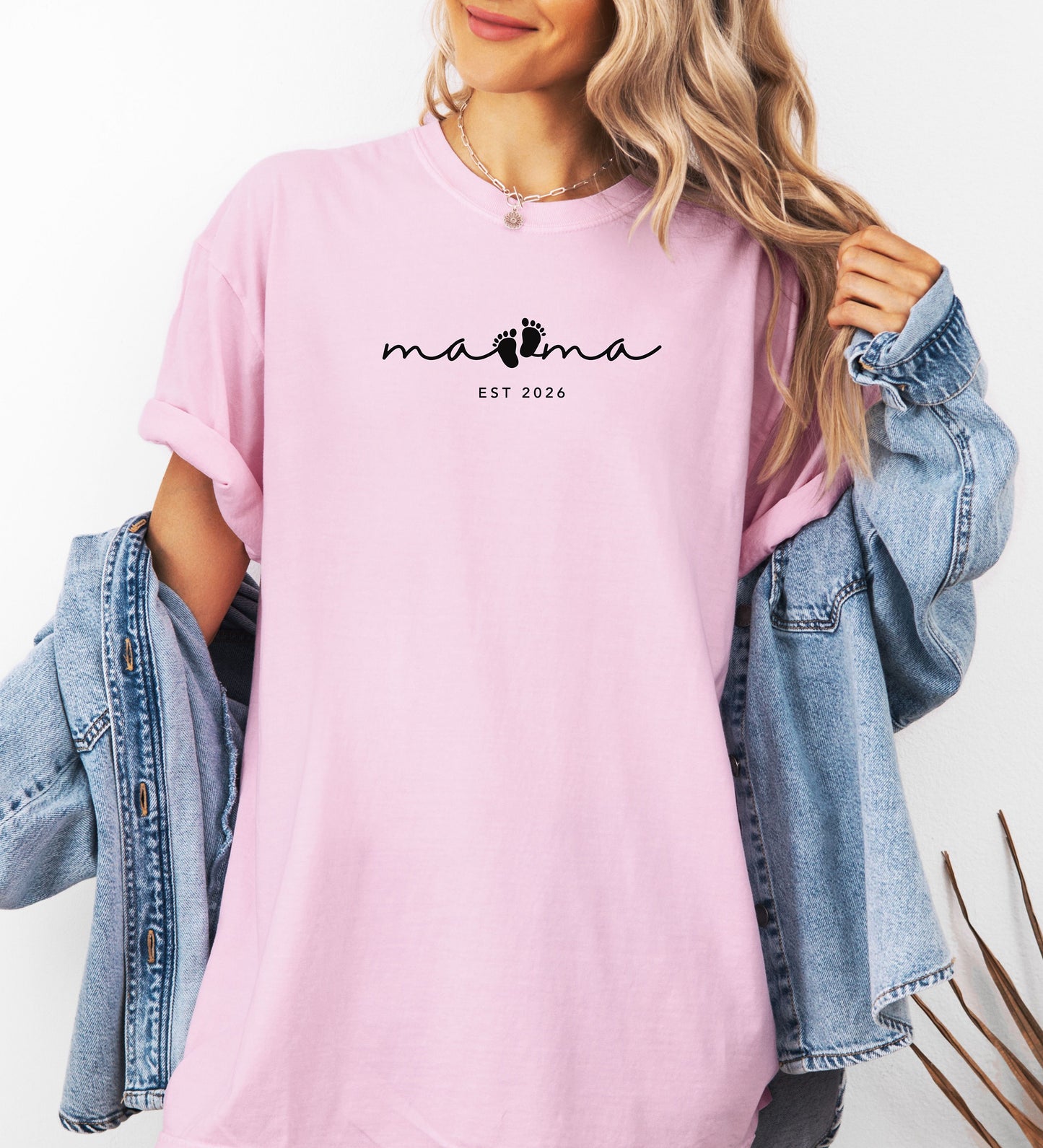 Mama Footprints Est. 2026 T-Shirt, New Mom Tee, Baby Announcement Shirt