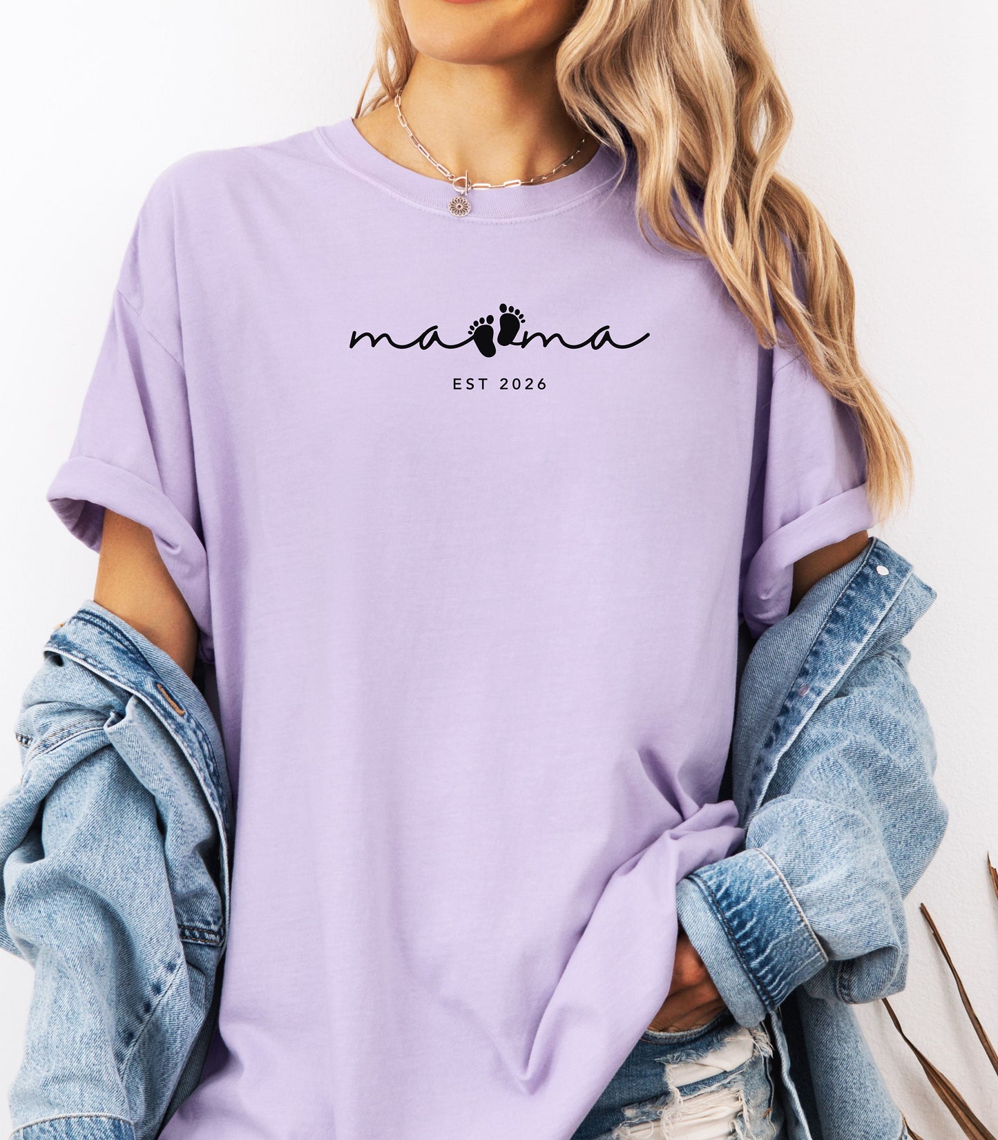 Mama Footprints Est. 2026 T-Shirt, New Mom Tee, Baby Announcement Shirt