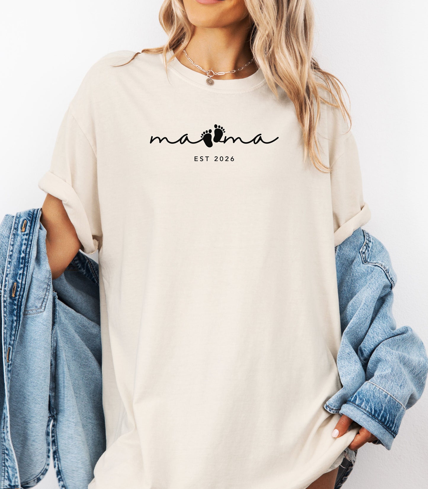 Mama Footprints Est. 2026 T-Shirt, New Mom Tee, Baby Announcement Shirt