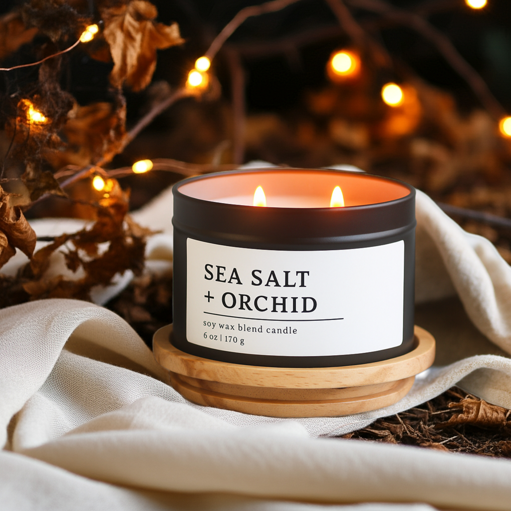 Sea Salt + Orchid Soy Wax Blend Candle, 6 oz 2-Wick