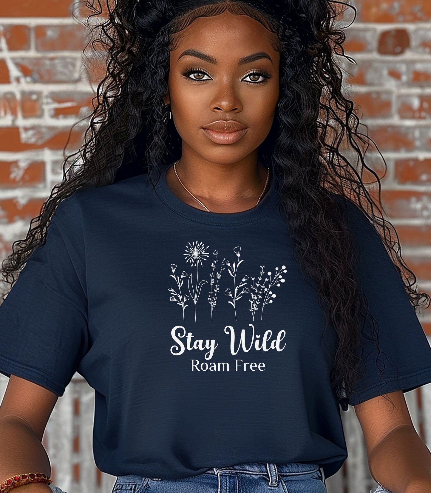 Stay Wild Roam Free Line Art T-Shirt