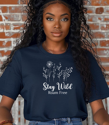 Stay Wild Roam Free Line Art T-Shirt