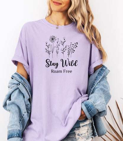 Stay Wild Roam Free Line Art T-Shirt