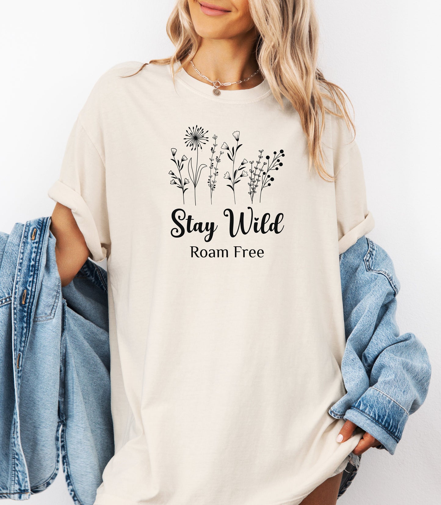 Stay Wild Roam Free Line Art T-Shirt