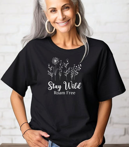 Stay Wild Roam Free Line Art T-Shirt