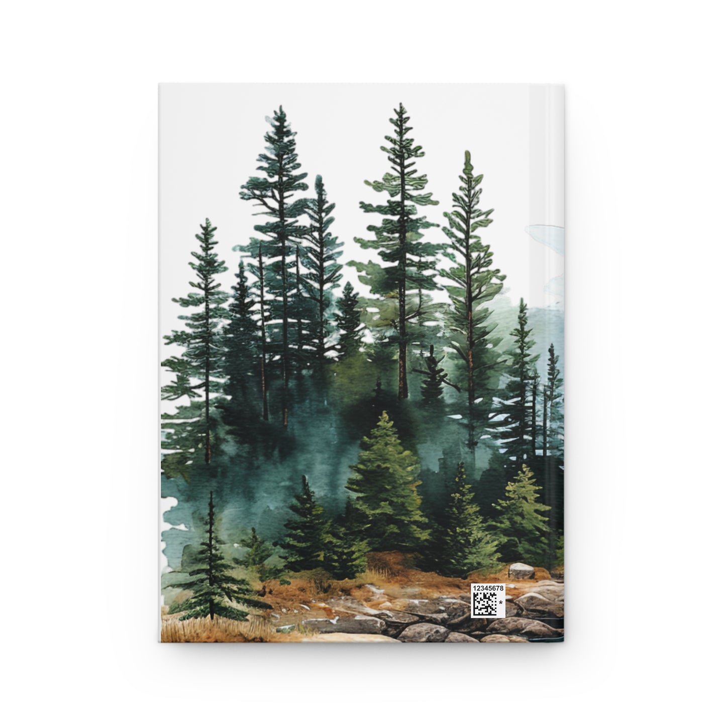 Hardcover journal with a forest design on a white background