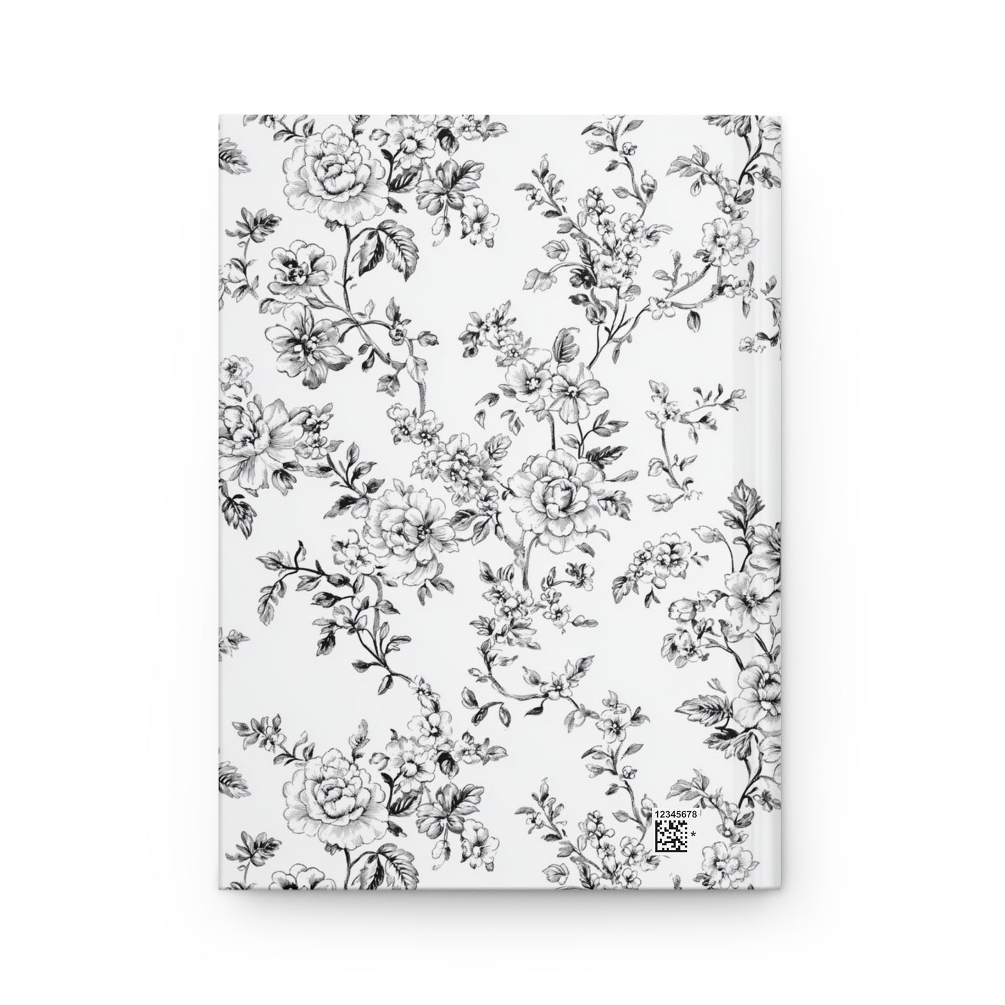 Personalized black toile floral patterned journal  back cover