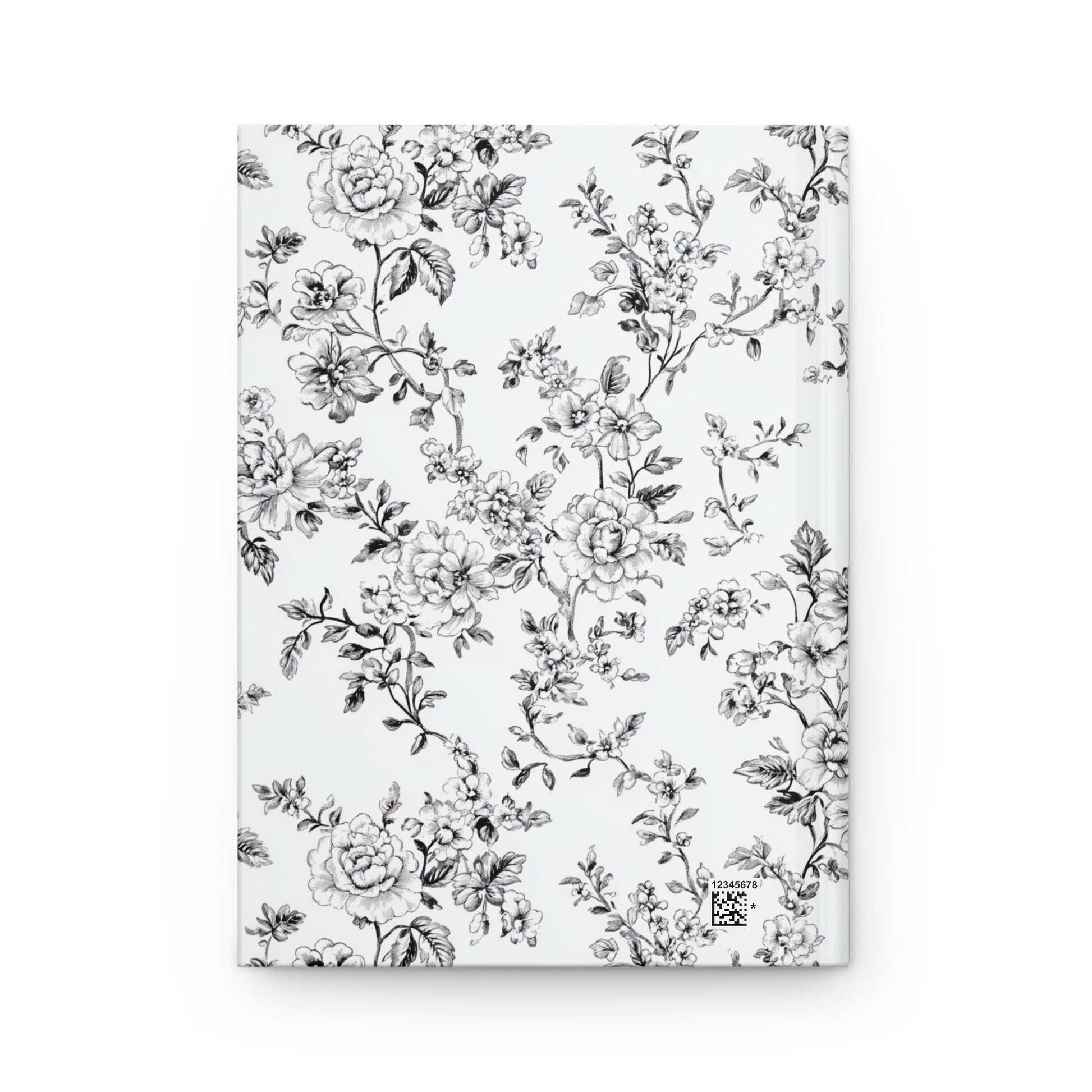 Personalized black toile floral patterned journal  back cover