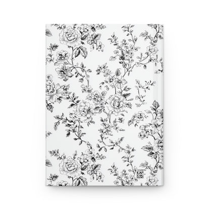 Personalized black toile floral patterned journal  back cover