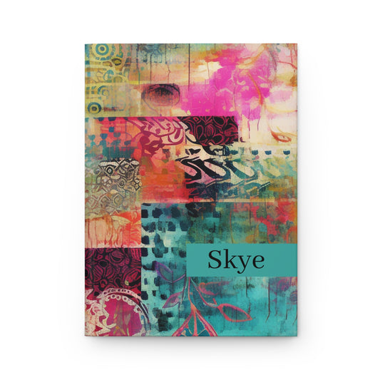 Personalized Boho Hardcover Journal with name on a white background