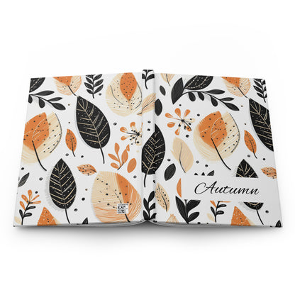 Personalized_Fall_Leaves_Hardcover_Journal - Lying flat showing both front and back covers