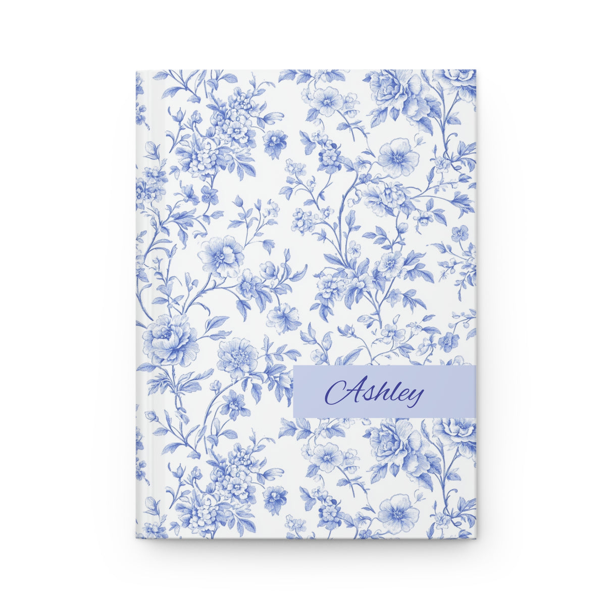 Personalized French Blue Toile Journal, Elegant Vintage Floral Writing