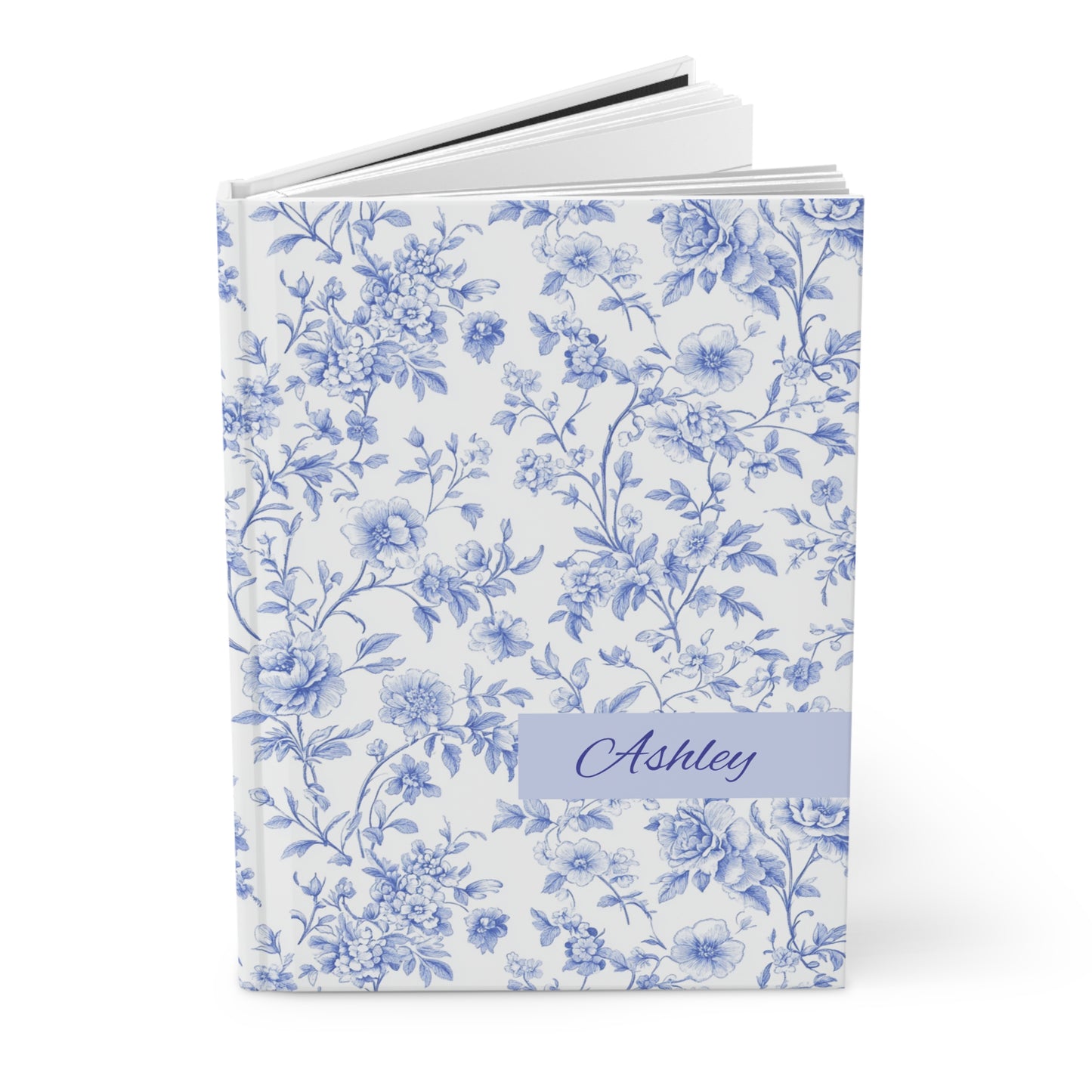 Personalized open hardcover journal