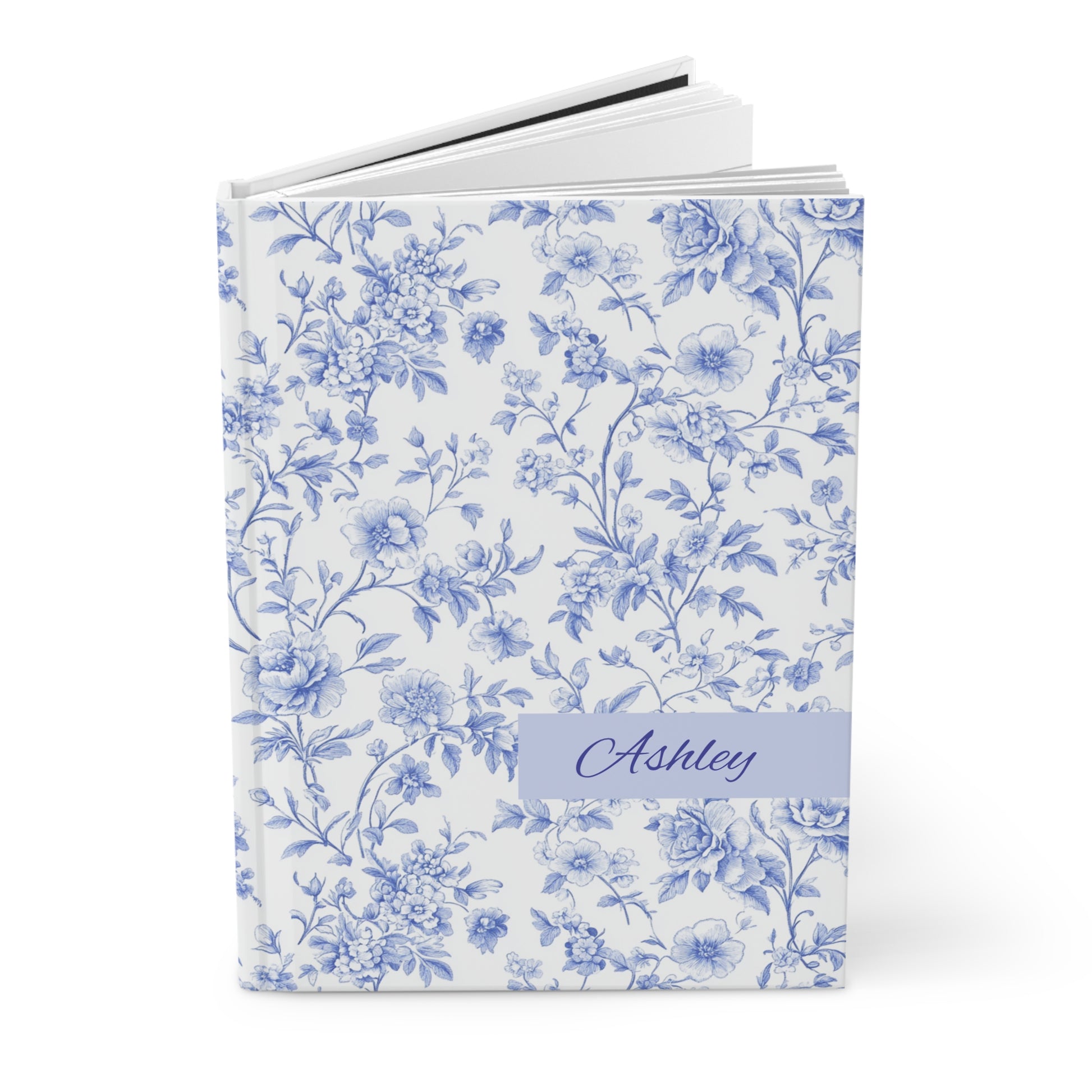 Personalized open hardcover journal