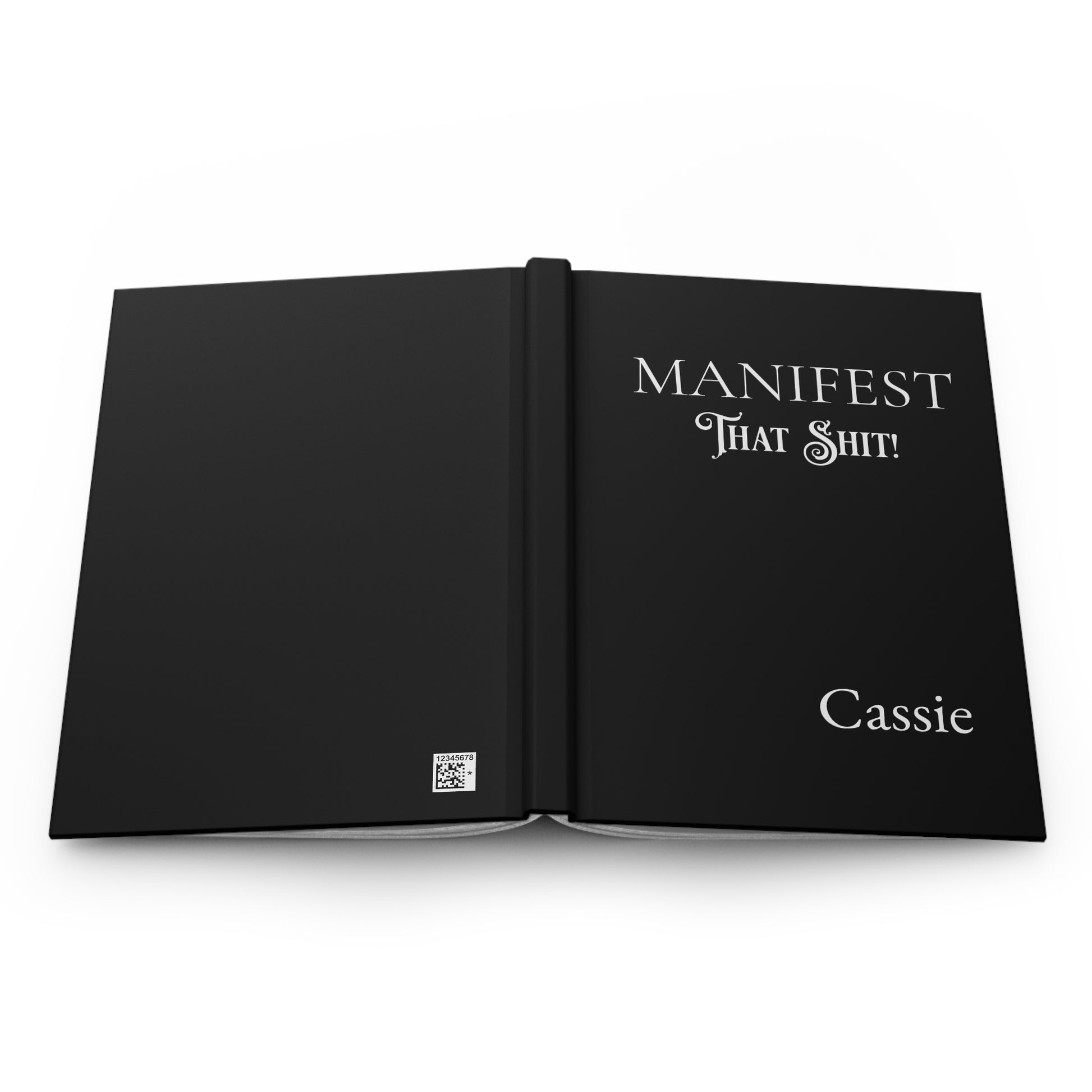 Open journal lying flat showing front and back covers