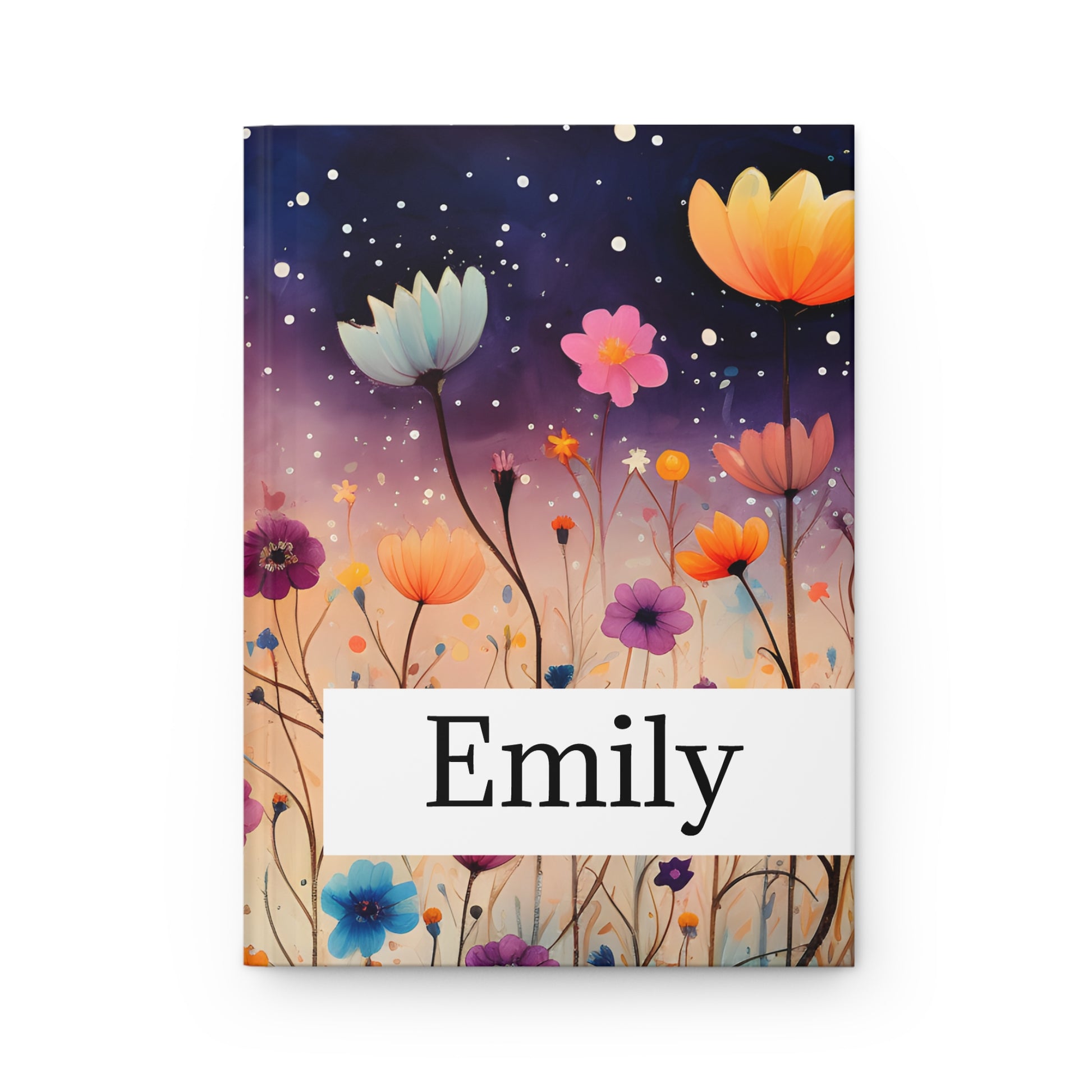 Personalized Whimsical Wildflower Hardcover Journal on white background