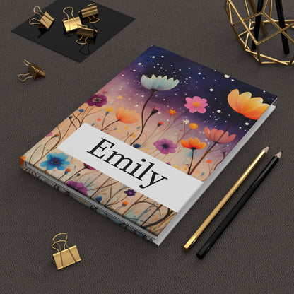 Personalized Whimsical Wildflower Hardcover Journal with floral design