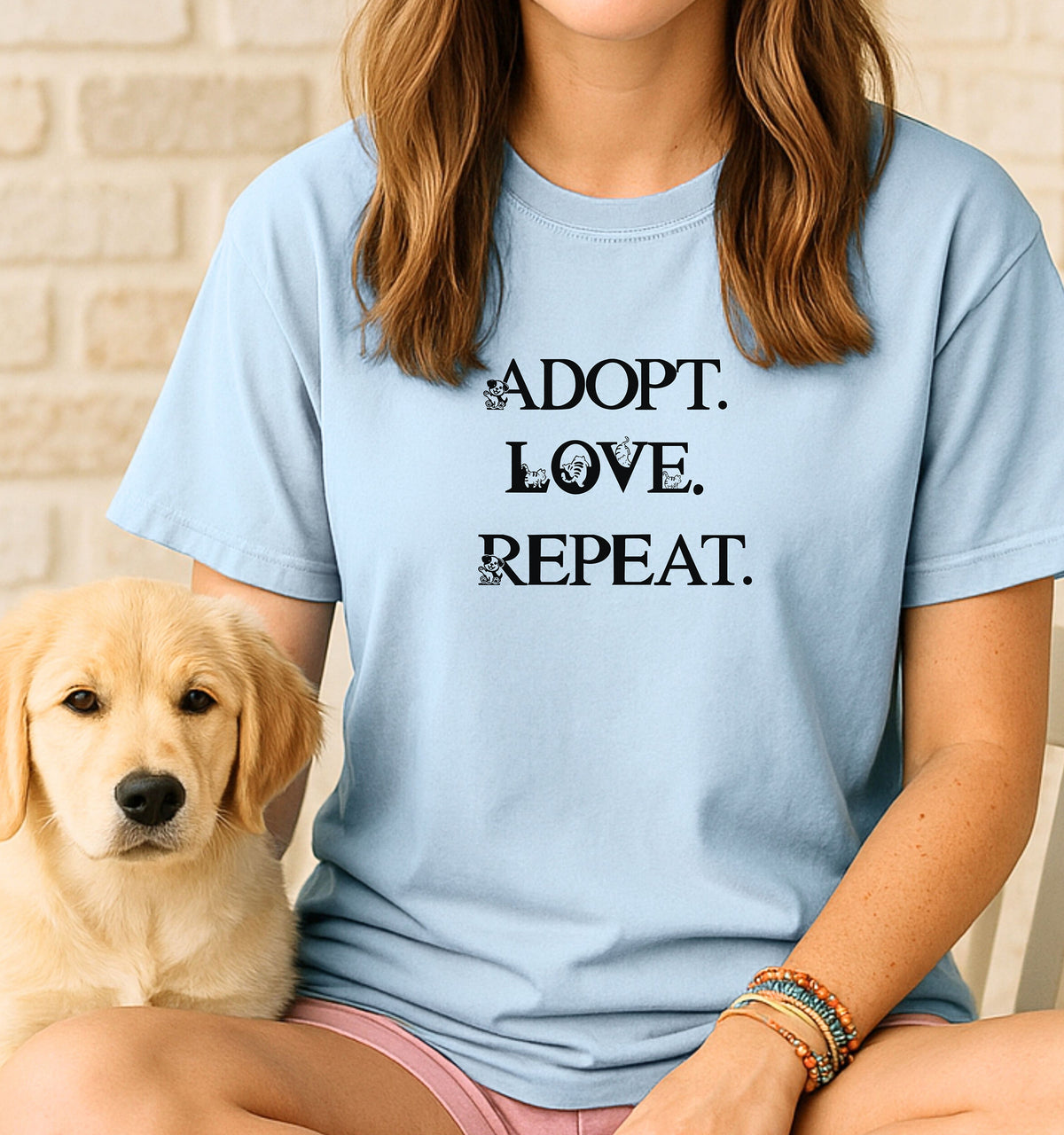 Adopt Love Repeat T-shirt, Gift for Animal Lovers, Pet Owner Tee, Pet Adoption Tee