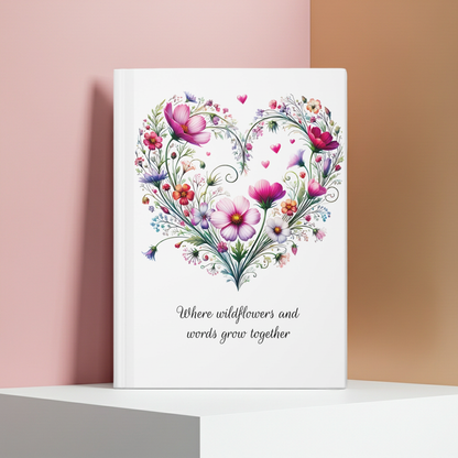 Wildflower Floral Heart Journal, Blooming Botanical Notebook