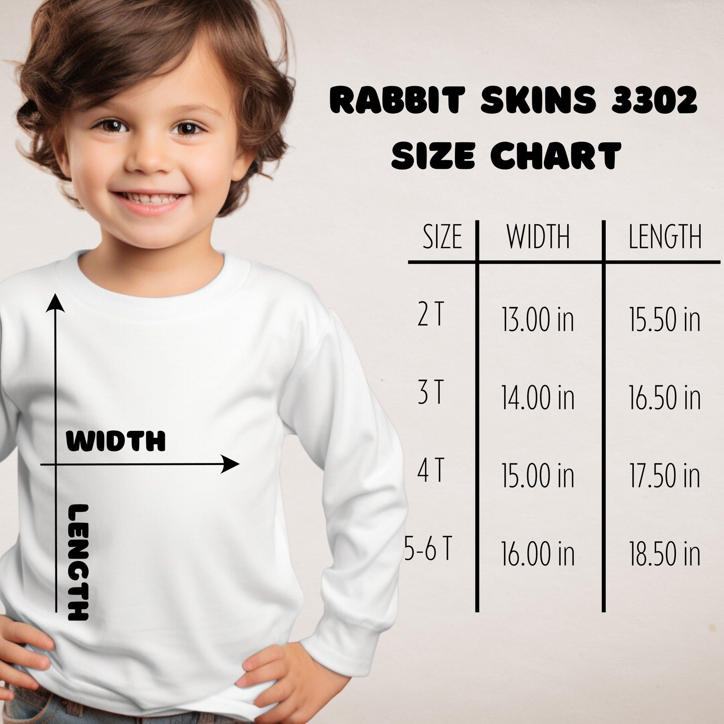 Rabbit Skins 3302 Size Chart - Toddler