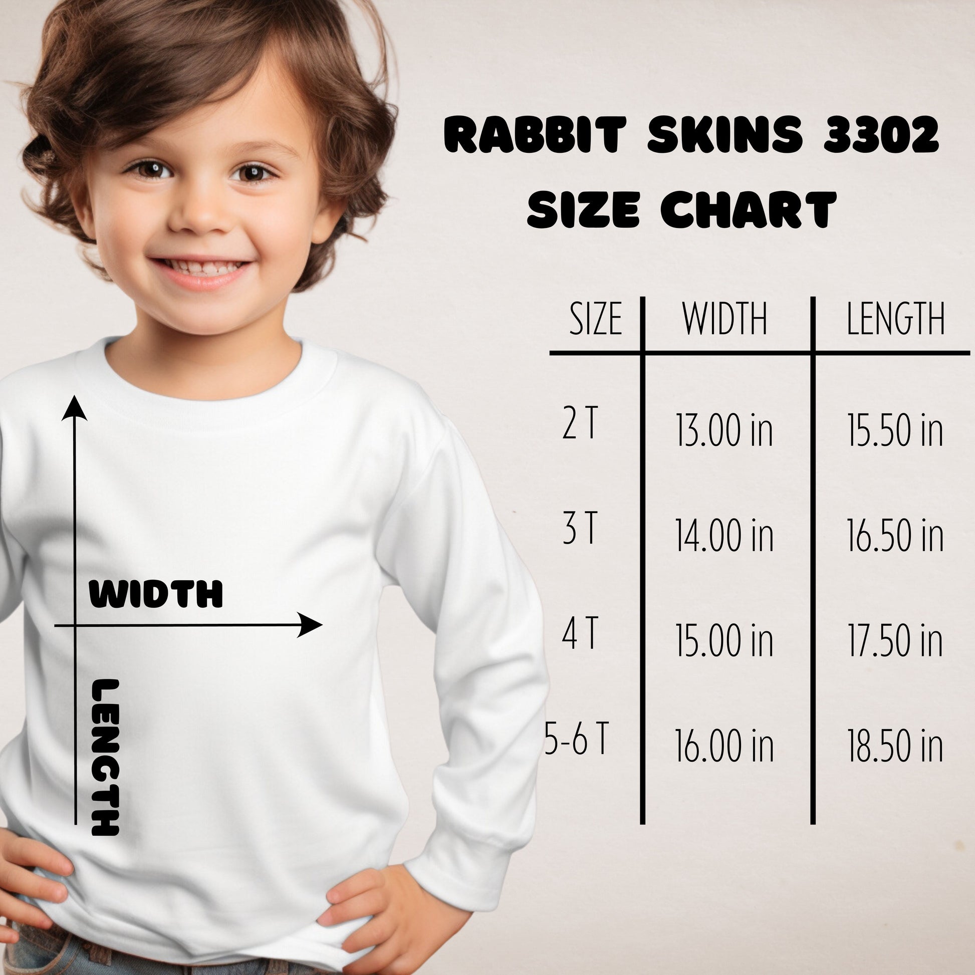 Rabbit Skins 3302 Size Chart - Toddler
