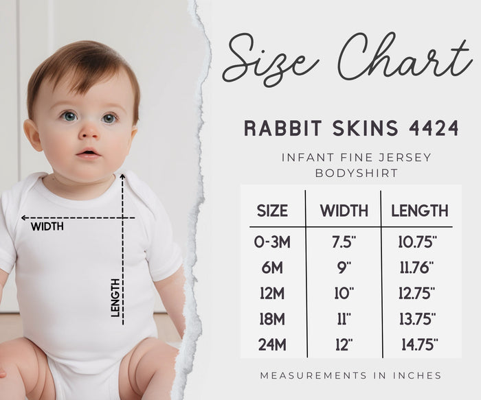 Rabbit Skins 4424 Size Chart - Infant Fine Jersey Bodyshirt