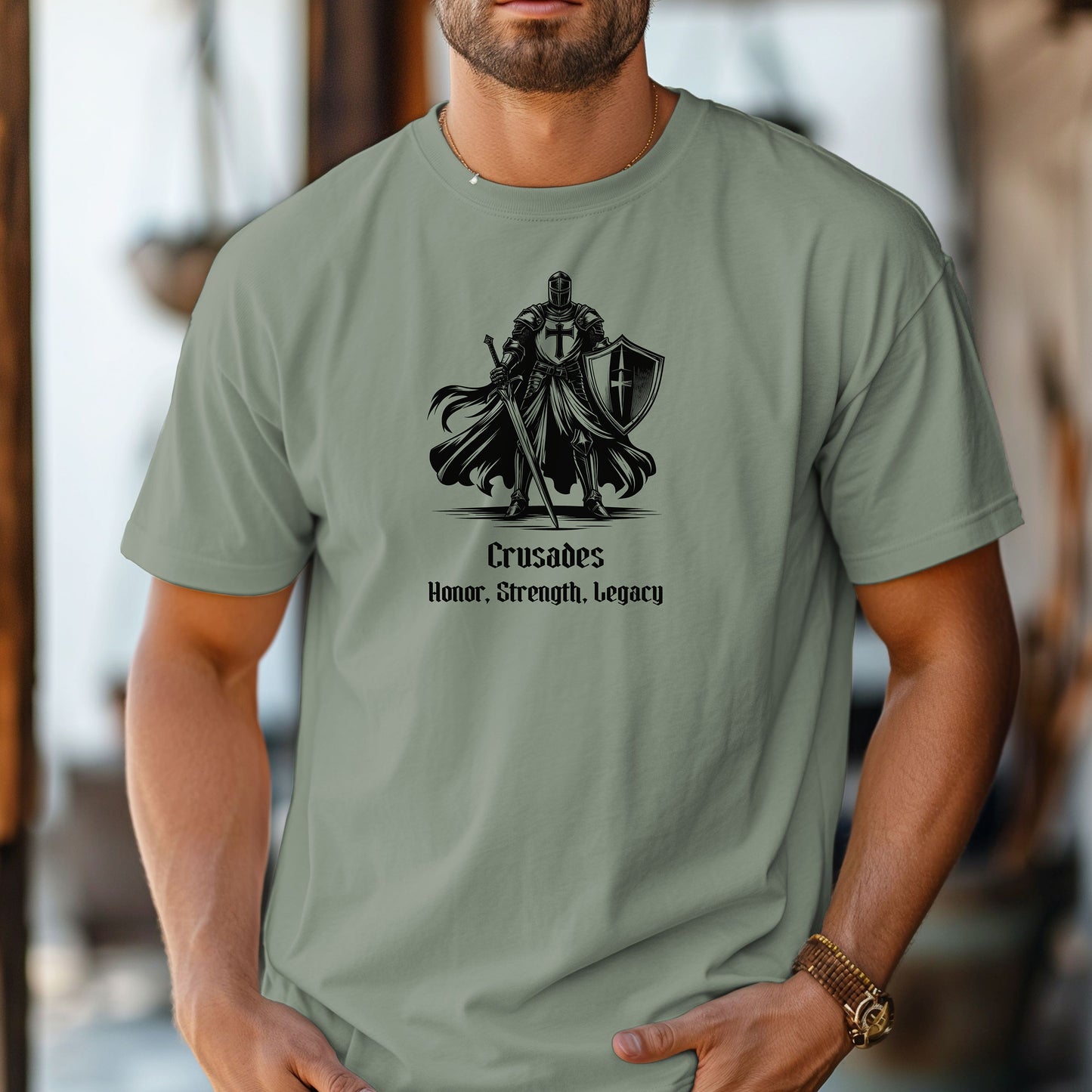 Knight Templar Renaissance Faire T-Shirt, Medieval Crusader Armor Graphic Tee