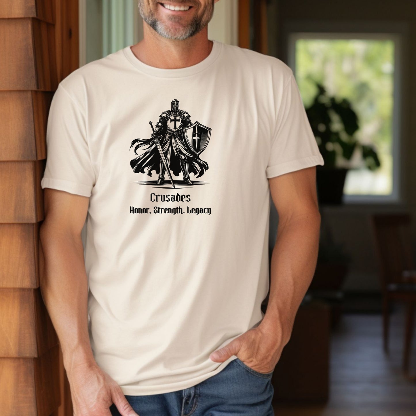 Knight Templar Renaissance Faire T-Shirt, Medieval Crusader Armor Graphic Tee