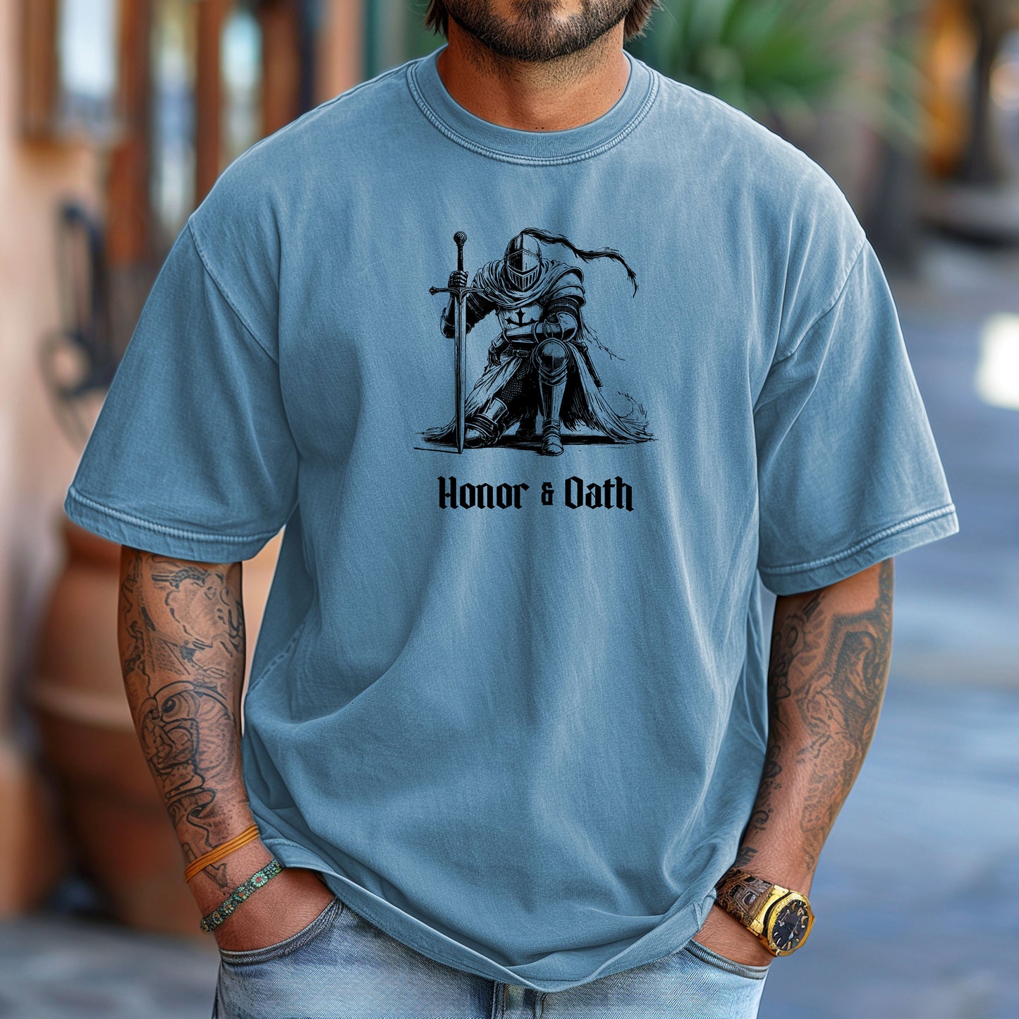 Honor & Oath Renaissance Faire T-Shirt, Medieval Knight Warrior Graphic Tee