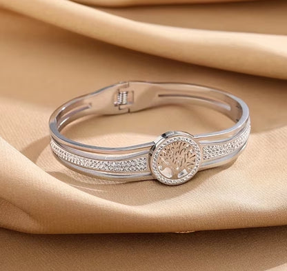Tree of Life Sparkle Cuff Bracelet | Elegant Nature-Inspired Jewelry