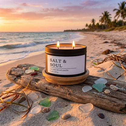 Salt & Soul, Sea Salt + Orchid Candle, Coastal Boho Scent