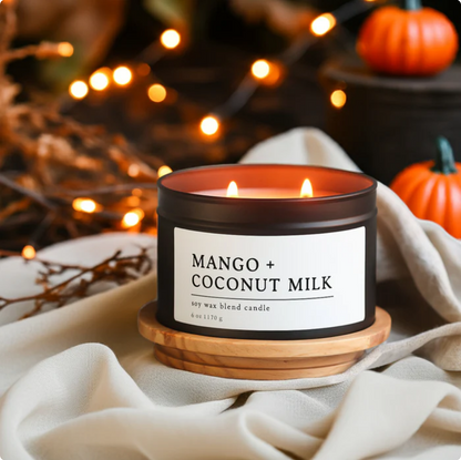 Mango + Coconut Milk Soy Wax Blend Candle, 6 oz, 2 Wick Tin