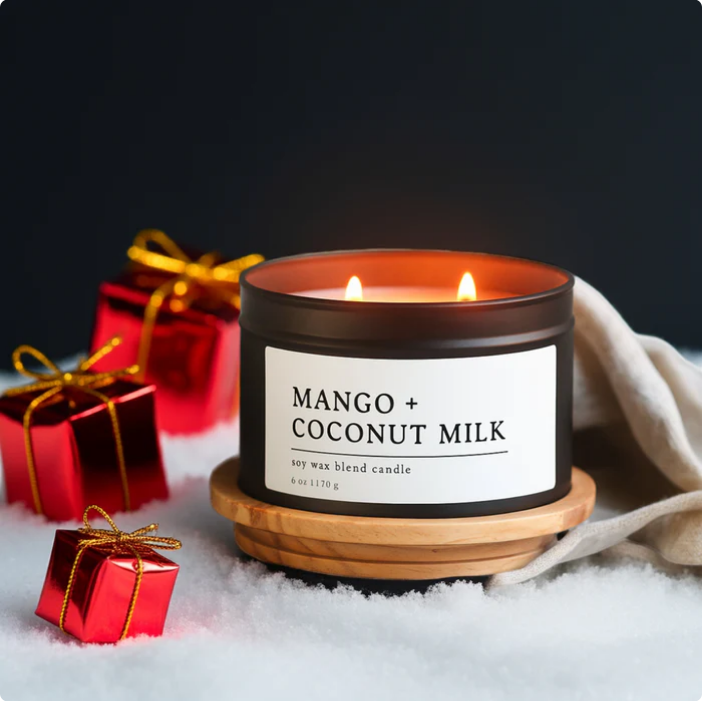 Mango + Coconut Milk Soy Wax Blend Candle, 6 oz, 2 Wick Tin
