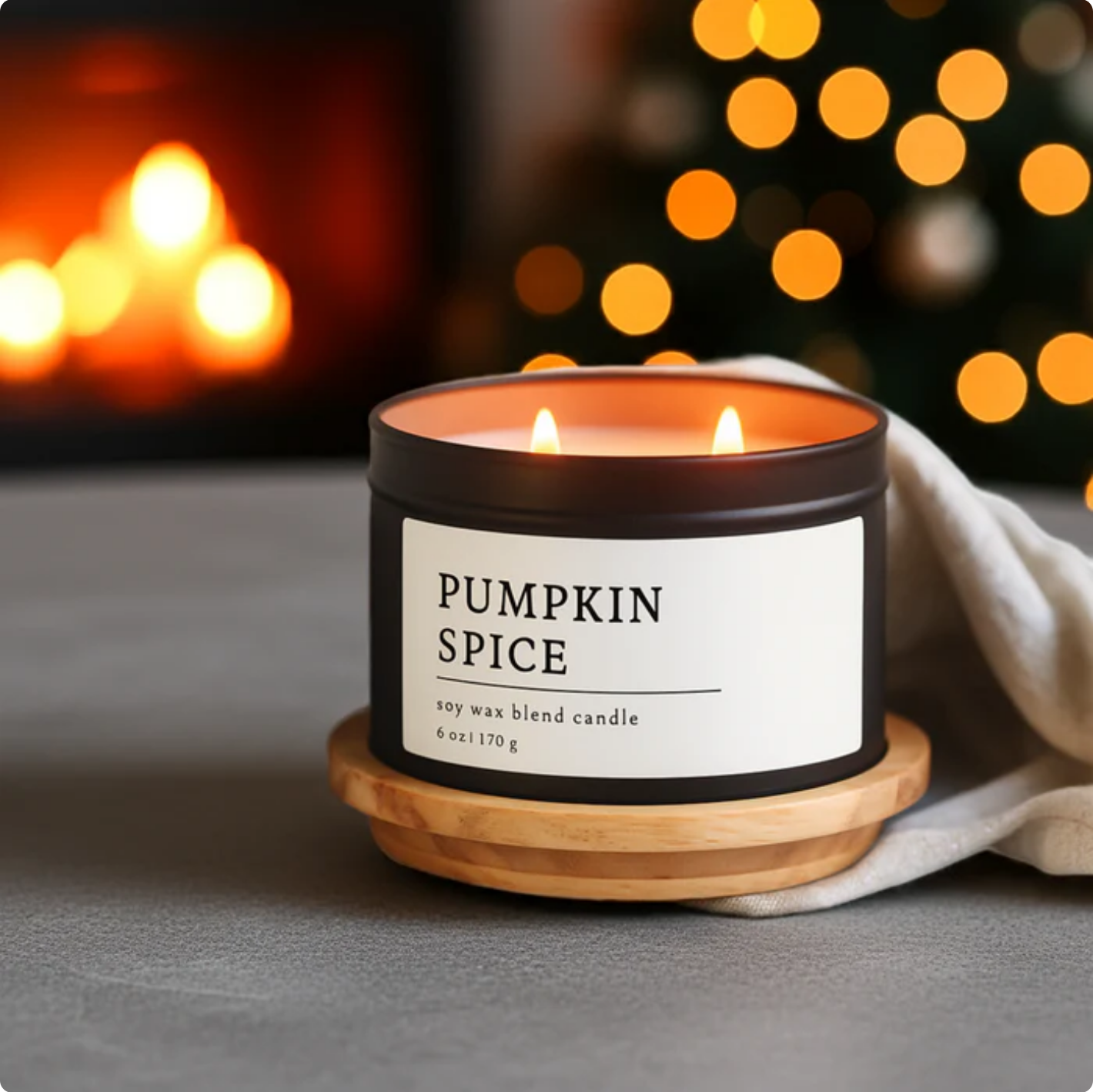 Pumpkin Spice Soy Wax Blend Candle, 6 oz, 2 Wick Tin