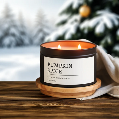 Pumpkin Spice Soy Wax Blend Candle, 6 oz, 2 Wick Tin