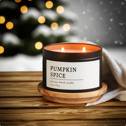 Pumpkin Spice Soy Wax Blend Candle, 6 oz, 2 Wick Tin