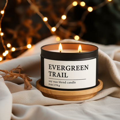 Evergreen Trail Soy Wax Blend Candle, 6 oz, 2 Wick Tin