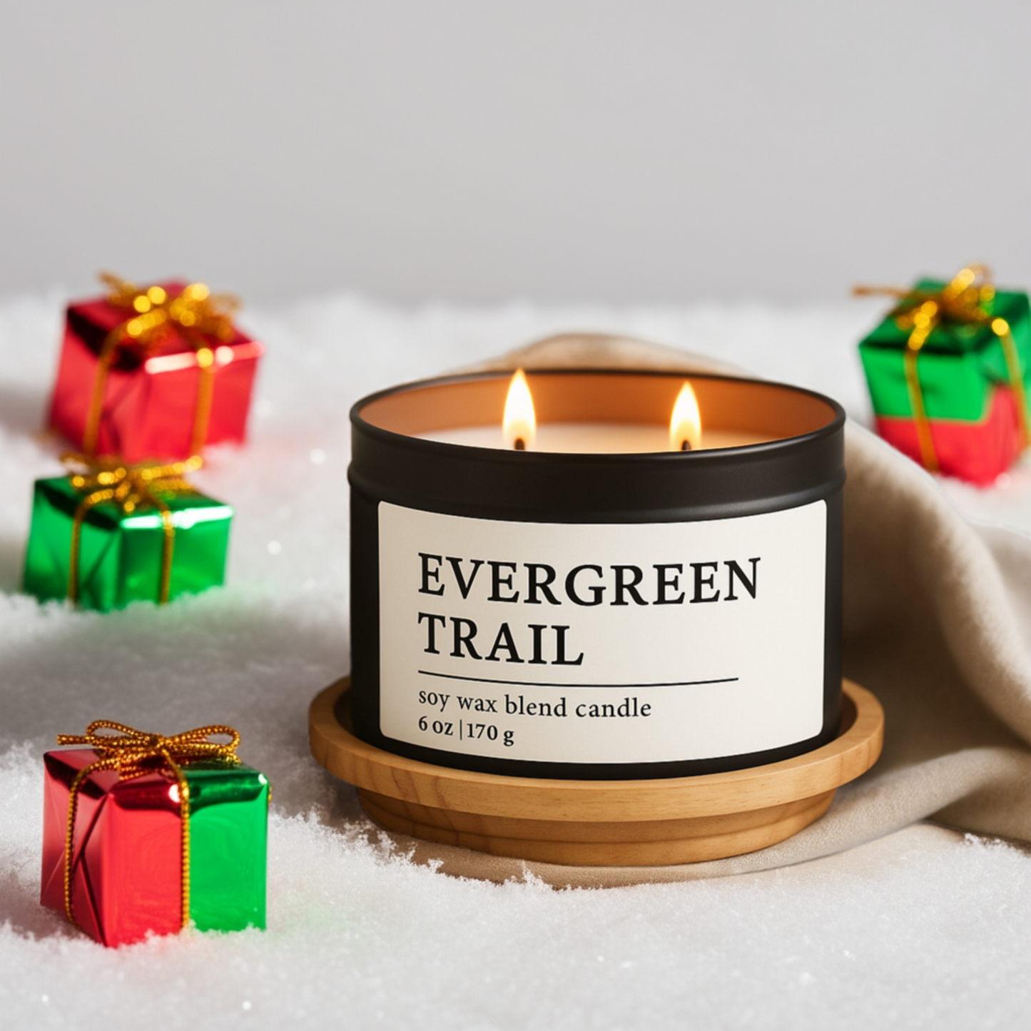 Evergreen Trail Soy Wax Blend Candle, 6 oz, 2 Wick Tin