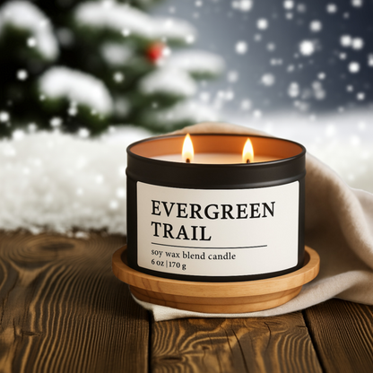 Evergreen Trail Soy Wax Blend Candle, 6 oz, 2 Wick Tin