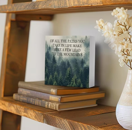 Paths to the Mountains Inspirational Décor, Forest Adventure Quote