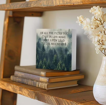 Paths to the Mountains Inspirational Décor, Forest Adventure Quote
