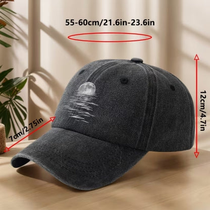 Moonlight Reflections Vintage Baseball Cap, Celestial Moon Hat